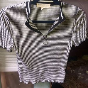 UO striped zip up tee